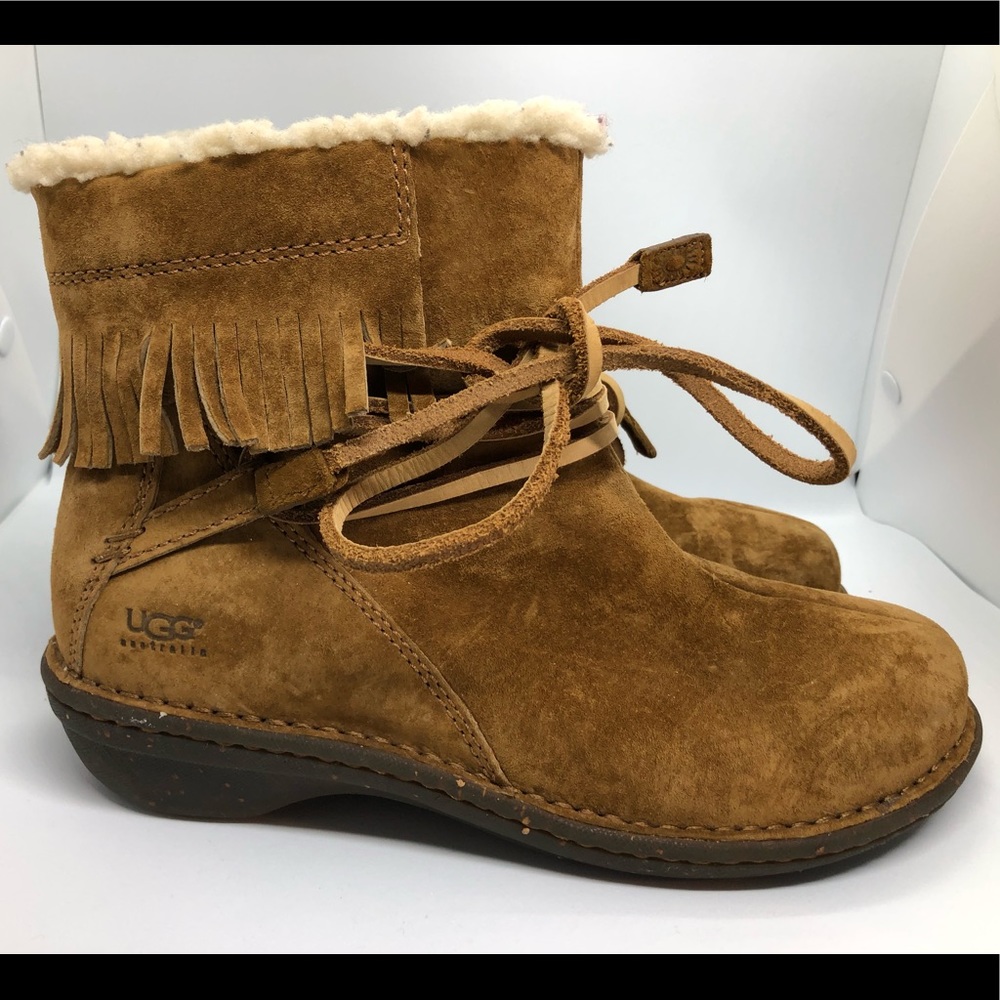 Ugg Suede Fringe Booties sz 39
